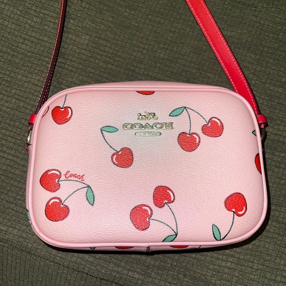 Coach Pink Cherry Pattern Crossbody Bag